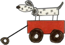 dog on wagon